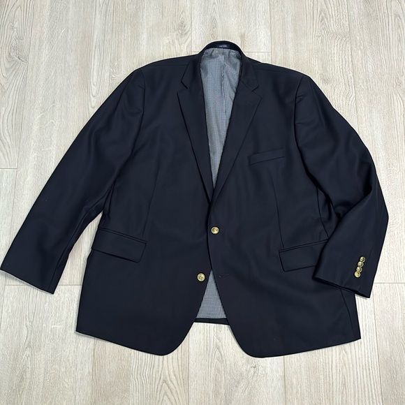 🔥6HRSALE Mens 52R Stafford wool gold button sports coat suit jacket blazer - Picture 1 of 8